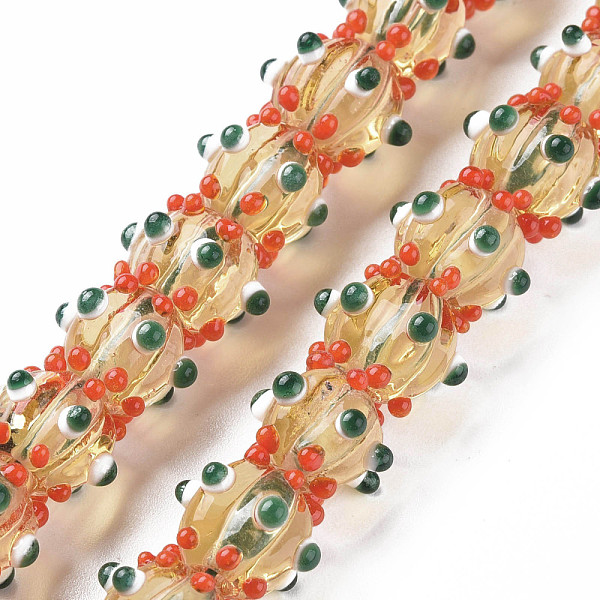

PandaHall Transparent Handmade Bumpy Lampwork Beads Strands, Pumpkin, Pale Goldenrod, 9.5~10.5x12.5~13.5mm, Hole: 2mm, about 50pcs/strand...
