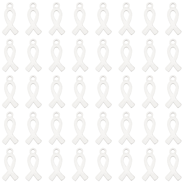 

PandaHall DICOSMETIC 50Pcs Awareness Ribbon Charm Breast Cancer Awareness Charms Hope Ribbon Pendant Dangling Autism Ribbon Bead Stamp Blank...