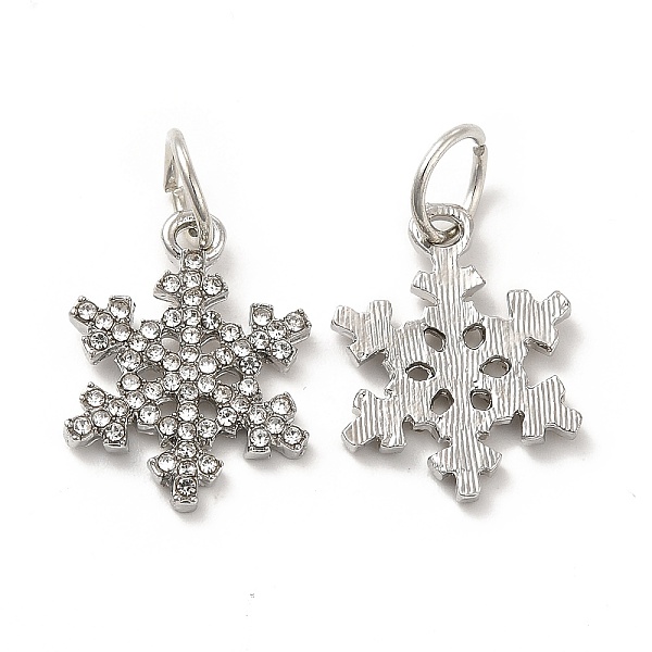 

PandaHall Rack Plating Alloy Crystal Rhinestone Pendants, with Jump Rings, Snowflake Charms, Platinum, 20.5x15.5x2mm, Hole: 6mm..., Clear