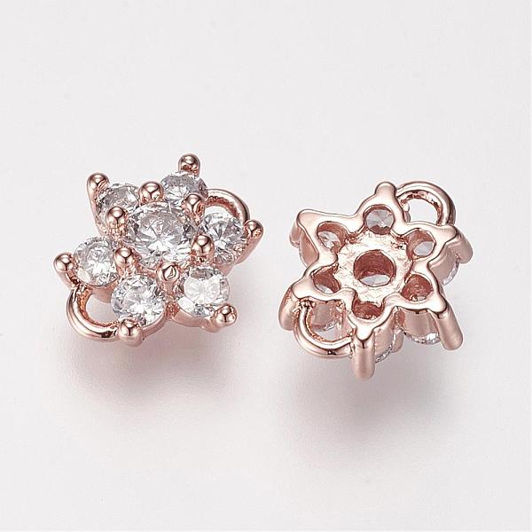 

PandaHall Brass Micro Pave Grade AAA Cubic Zirconia Links, Flower, Cadmium Free & Nickel Free & Lead Free, Real Rose Gold Plated, 10x10x5mm...