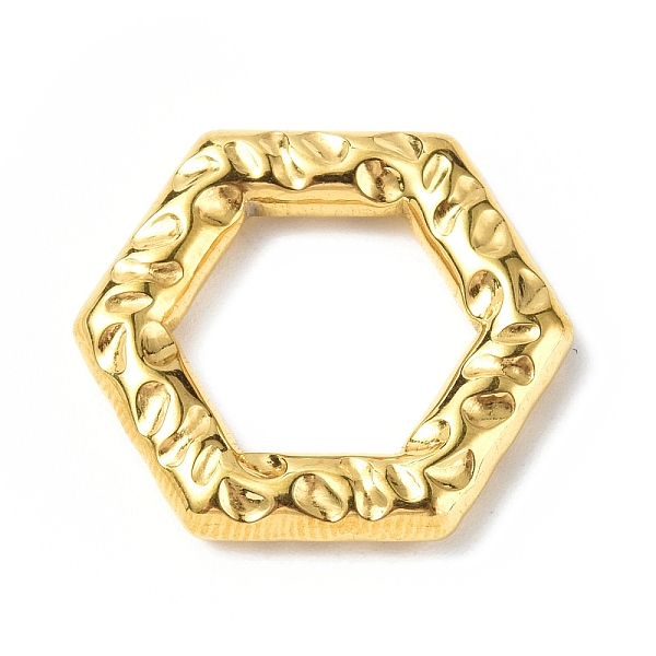 

PandaHall Ion Plating(IP) 304 Stainless Steel Linking Rings, Textured, Hexagon, Golden, 20x22.5x3.5mm, Inner Diameter: 12x13.5mm 304...