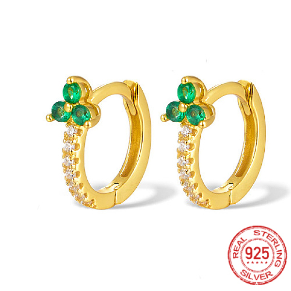 

PandaHall Real 18K Gold Plated 925 Sterling Silver Micro Pave Cubic Zirconia Hoop Earrings, Clover, Lime Green, 12x10x1mm Sterling Silver...