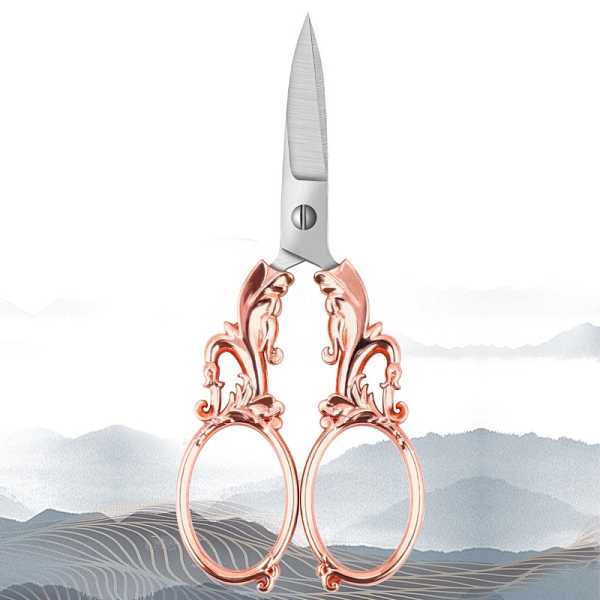

PandaHall Stainless Steel Scissors, Embroidery Scissors, Sewing Scissors, with Zinc Alloy Handle, Rose Gold, 135x57mm Stainless Steel