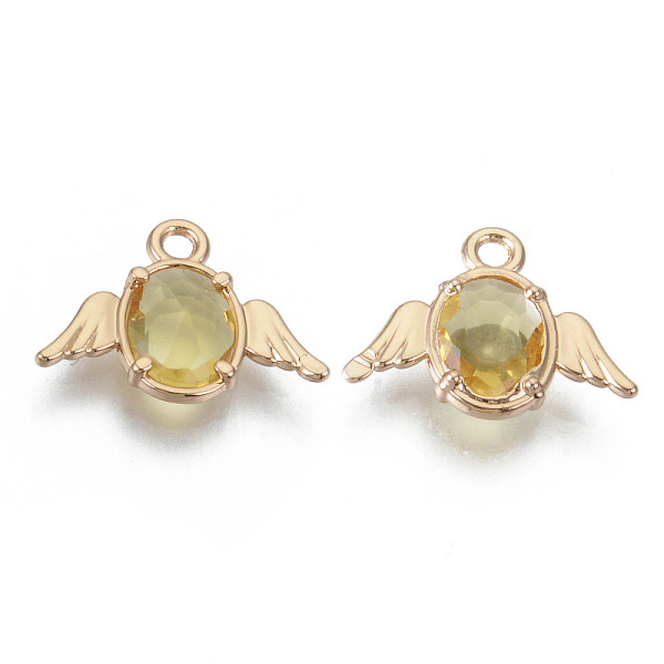 

PandaHall Faceted Glass Pendants, with Alloy Claw Settings Findings, Cadmium Free & Nickel Free & Lead Free, Angel, Light Gold, Gold...