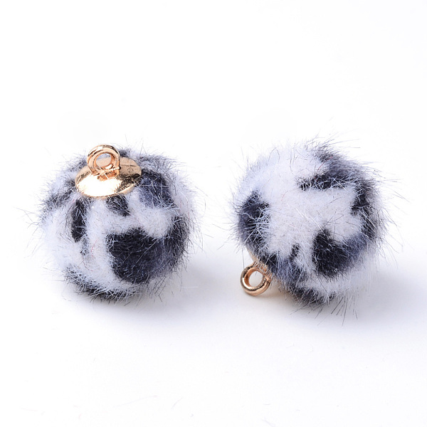 

PandaHall Handmade Plush Cloth Fabric Covered Charms, Round, with Brass Findings, Golden, White, 17.5~18x14.5~15mm, Hole: 1.5mm Cloth Round...