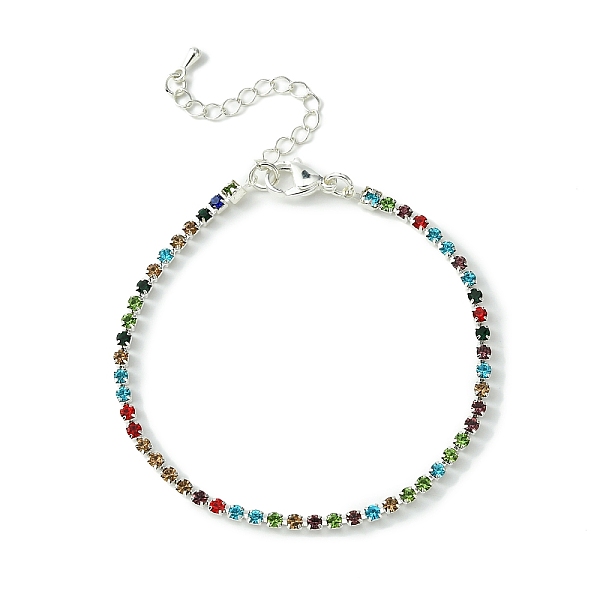 

PandaHall Rhinestone Tennis Bracelet, Brass Chain Bracelets with 304 Stainless Steel Clasps, Colorful, 7-1/4 inch(18.3cm) Rhinestone