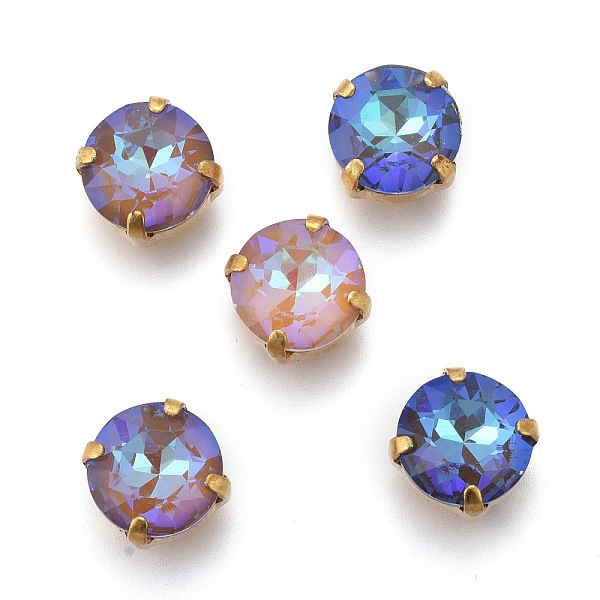 

PandaHall Sew on Rhinestone, Mocha Fluorescent Style, Glass Rhinestone, with Golden Plated Brass Prong Settings, Faceted, Flat Round..., Multicolor