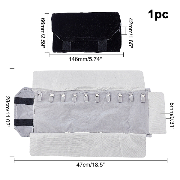 

PandaHall Cloth Storage Bag, Jewelry Storage Bag, Rectangle, Black, 14.6x6.6x4.2cm Cloth Black