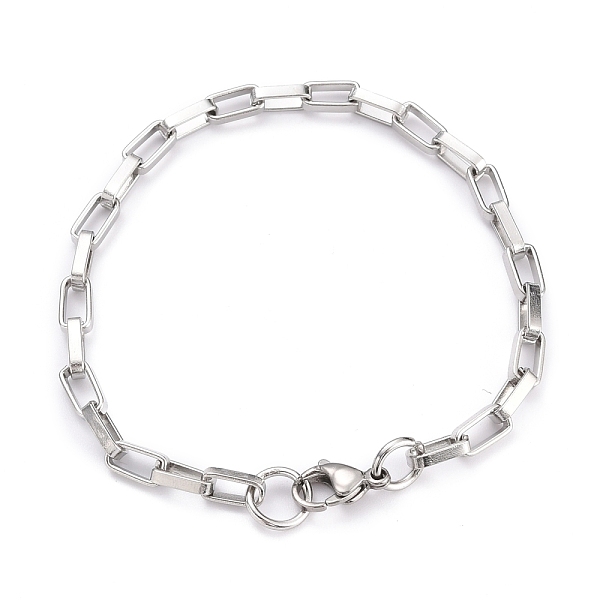 

PandaHall 304 Stainless Steel Paperclip Chains, Drawn Elongated Cable Chains Bracelets, with Lobster Claw Clasps, Stainless Steel Color...