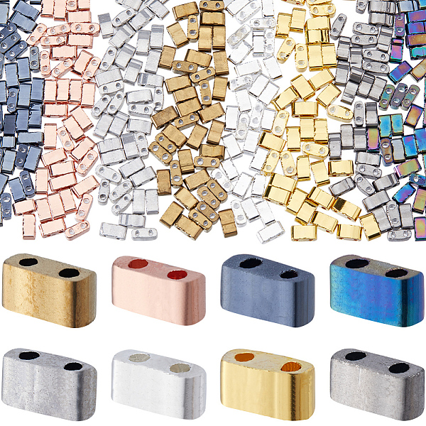 

PandaHall CREATCABIN 320Pcs 8 Colors Glass Seed Beads, Metallic Colours, 2-Hole, Rectangle, Mixed Color, 4.5~5.5x2x2~2.5mm, Hole: 0.5~0.8mm...