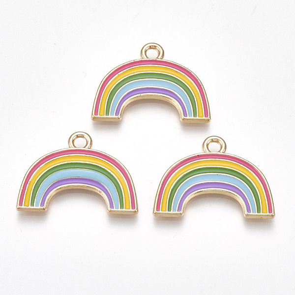 

PandaHall Alloy Pendants, Cadmium Free & Lead Free, with Enamel, Rainbow, Light Gold, Colorful, 17.5x24x2mm, Hole: 2mm Alloy+Enamel Rainbow