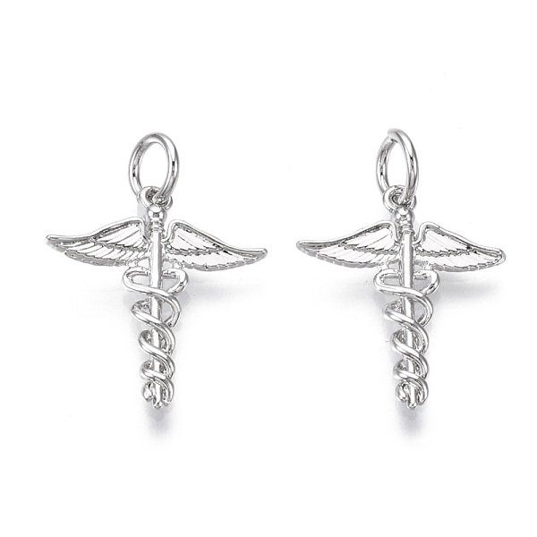 

PandaHall Brass Pendants, with Jump Ring, Nickel Free, Wand with Wing, Real Platinum Plated, 17.5x15.5x2mm, Hole: 3mm Brass Wing