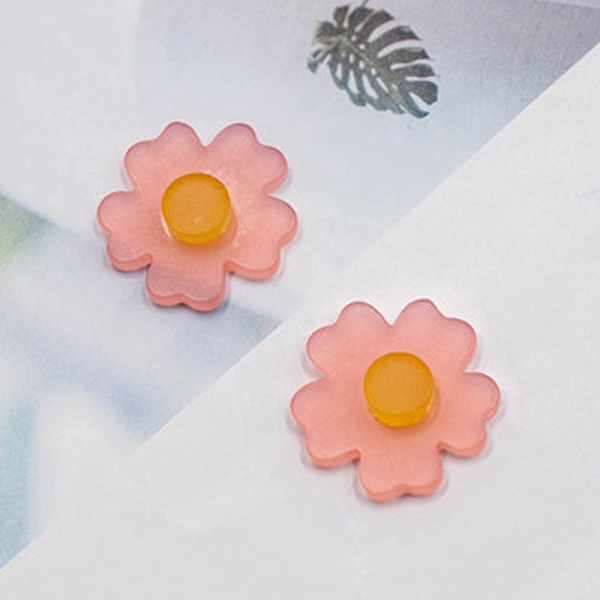 

PandaHall Asymmetrical Acrylic Cabochons Accessories, for Earring Making, Flower, Light Salmon, 23x23mm Acrylic Flower