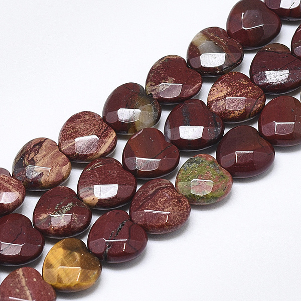 

PandaHall Natural Red Rainbow Jasper Beads Strands, Faceted, Heart, 10x10x5mm, Hole: 1.2mm, about 20pcs/strand, 7.4 inch Rainbow Stone Heart
