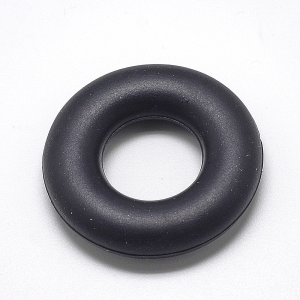 

PandaHall Food Grade Eco-Friendly Silicone Beads, Chewing Beads For Teethers, DIY Nursing Necklaces Making, Donut, Black, 42x9mm, Hole: 20mm...