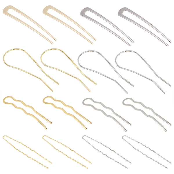 

PandaHall CRASPIRE 16Pcs 8 Style Iron & Alloy Hair Pins Clips & Hair Fork, for Thin Thick Hair, Mixed Color, 62.5~106x8.5~44x1~2.5mm...