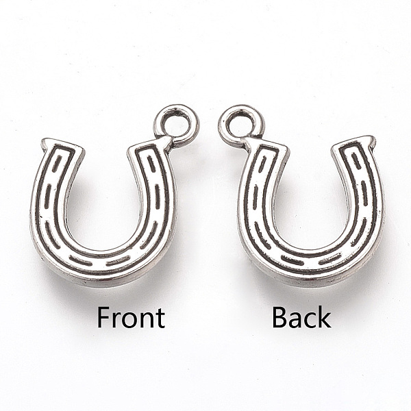

PandaHall Tibetan Style Alloy Charms, Horseshoes, Cadmium Free & Lead Free, Antique Silver, 14x12x2mm, Hole: 1.5mm, about 1080pcs/1000g...