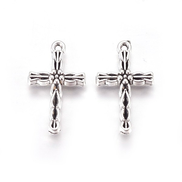 

PandaHall Tibetan Style Zinc Alloy Pendants, Cross, Antique Silver, 24.5x14x3mm, Hole: 1.4mm Alloy Cross