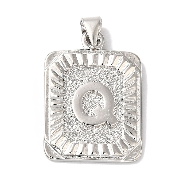 

PandaHall Rack Plating Brass Pendants, Long-Lasting Plated, Lead Free & Cadmium Free, Square with Letter Charms, Letter Q, 24x17x2.5mm, Hole...