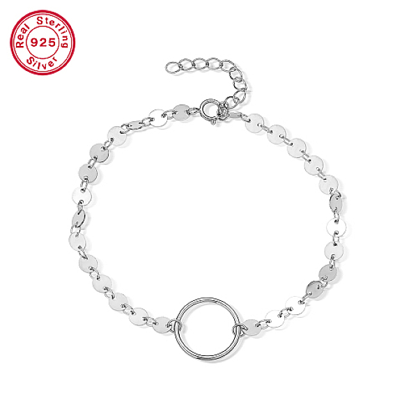 

PandaHall Rhodium Plated 925 Sterling Silver Ring Link Bracelets, Platinum, 6-1/4 inch(16cm) Sterling Silver Ring