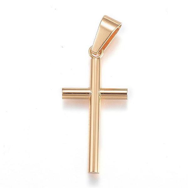 

PandaHall 304 Stainless Steel Pendants, Cross, Golden, 34x17x3mm, Hole: 9x4mm 304 Stainless Steel Cross