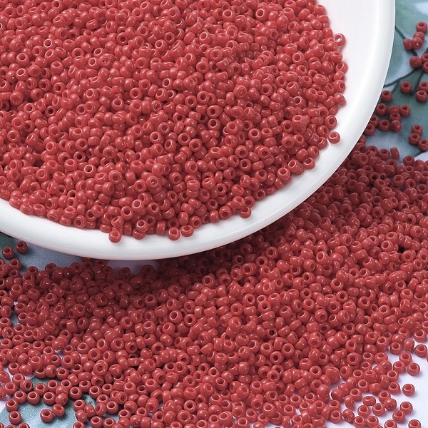 

PandaHall MIYUKI Round Rocailles Beads, Japanese Seed Beads, (RR408) Opaque Red, 11/0, 2x1.3mm, Hole: 0.8mm, about 1100pcs/bottle...