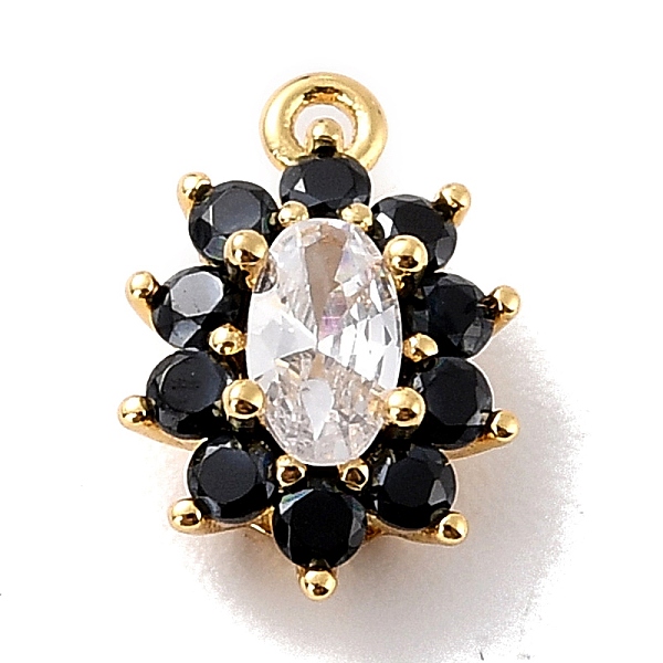 

PandaHall Eco-Friendly Brass Micro Pave Cubic Zirconia Charms, Cadmium Free & Lead Free, Real 18K Gold Plated, Flower, 11.5x7.5x4mm, Hole..., Black