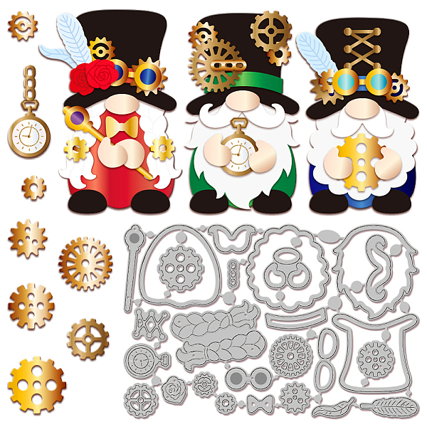 

PandaHall GLOBLELAND Retro Steampunk Gnomes Gear Cutting Dies for Card Making Vintage Punk Dwarf Metal Die Cuts Cutting Dies Template DIY...