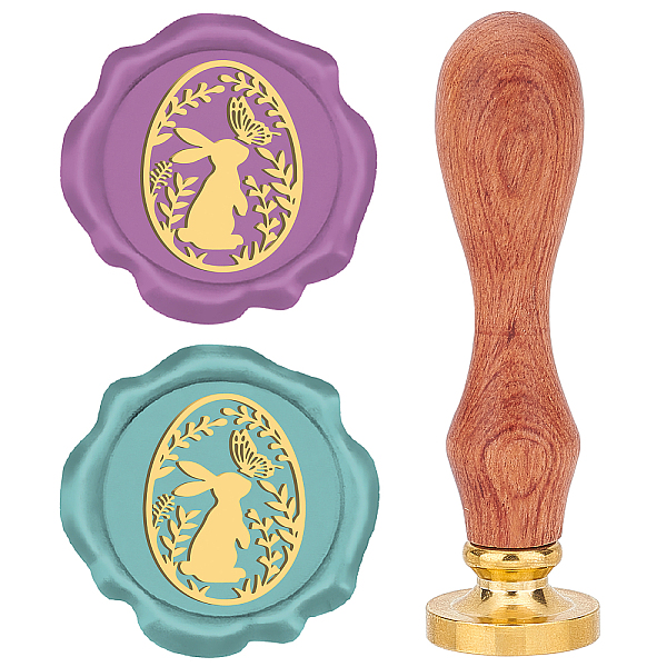 

PandaHall Brass Wax Seal Stamps with Rosewood Handle, for DIY Scrapbooking, Rabbit, 25mm Brass Rabbit