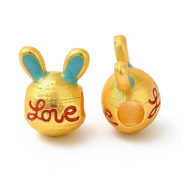 

PandaHall Rack Plating Alloy Enamel European Beads, Large Hole Bead, Rabbit with Word Love, Matte Gold Color, Medium Turquoise, 13.5x10x9mm...