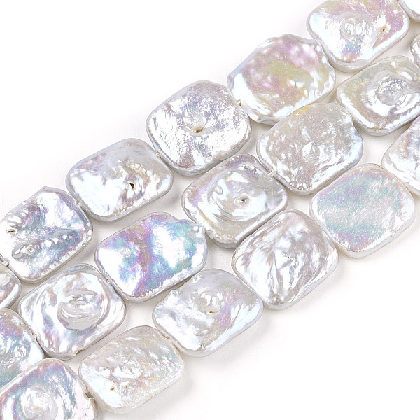 

PandaHall Baroque Natural Keshi Pearl Beads Strands, Freshwater Pearl, Rectangle, Seashell Color, 15~18.5x13~14x3~5mm, Hole: 0.7mm, about...