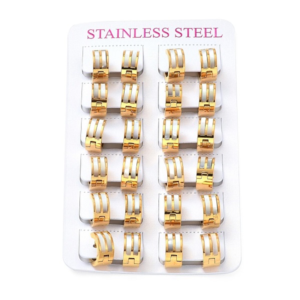 

PandaHall Natural Shell Rectangle Chunky Hoop Earrings, 304 Stainless Steel Jewelry for Women, Golden, 7x13.5mm, Pin: 1mm Shell Rectangle