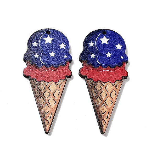 

PandaHall Spray Painted Wood Big Pendants, Ice Cream, 55x23.5x2.5mm, Hole: 1.6mm Wood Ice Cream