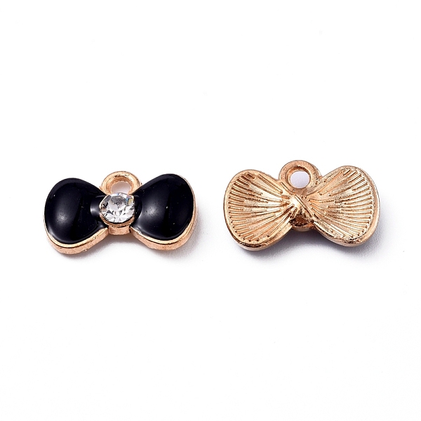 

PandaHall Alloy Enamel Pendants, with Crystal Rhinestone, Bowknot, Light Gold, Black, 9x14.5x3.5mm, Hole: 1.5mm Alloy Rhinestone+Enamel..., Clear