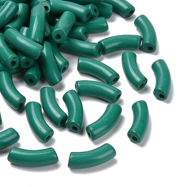 

PandaHall Opaque Acrylic Beads, Curved Tube, Green, 34.5x13x11mm, Hole: 3.5mm, about 155pcs/500g Acrylic Tube Green
