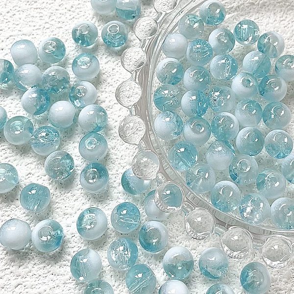 

PandaHall Handmade Transparent Lampwork Beads, Round, Cyan, 8.5mm, Hole: 1mm, 10pcs/set Lampwork Round Cyan