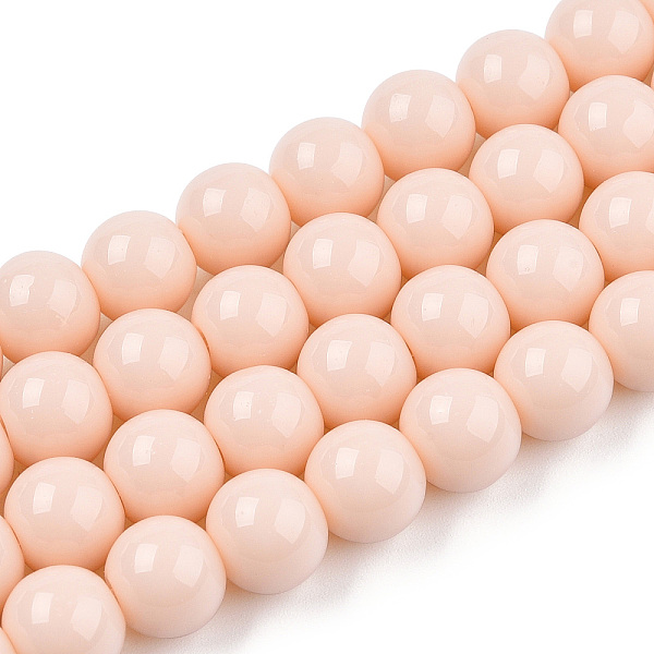 

PandaHall Opaque Solid Color Glass Beads Strands, Round, PeachPuff, 8~8.5mm, Hole: 1.5mm, about 51~53pcs/strand, 14.96 inch~15.55 inch..., Brown