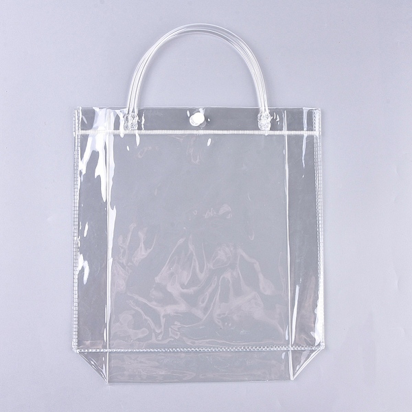 PandaHall Valentine's Day Transparent PVC Plastic Gift Bag with Handle, for Wedding Birthday Baby Shower, Recycled Bag, Square, Clear...