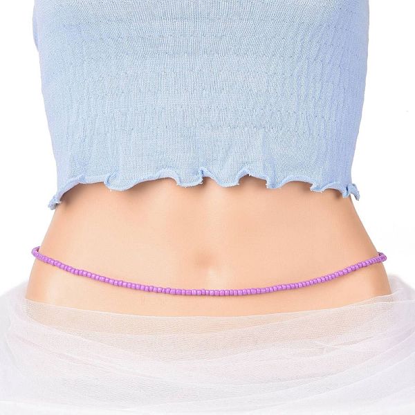 

PandaHall Waist Beads, Glass Seed Beaded Stretch Waist Chain for Women, Dark Orchid, 31-1/2 inch(80cm), Beads: 5mm Glass