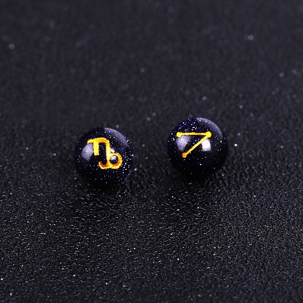 

PandaHall Synthetic Blue Goldstone Carved Constellation Beads, Round Beads, Capricorn, 10mm Blue Goldstone Capricorn