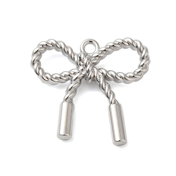 

PandaHall Rack Plating Alloy Pendants, Cadmium Free & Lead Free, Bowknot, Platinum, 19x20x3mm, Hole: 1.6mm Alloy Bowknot
