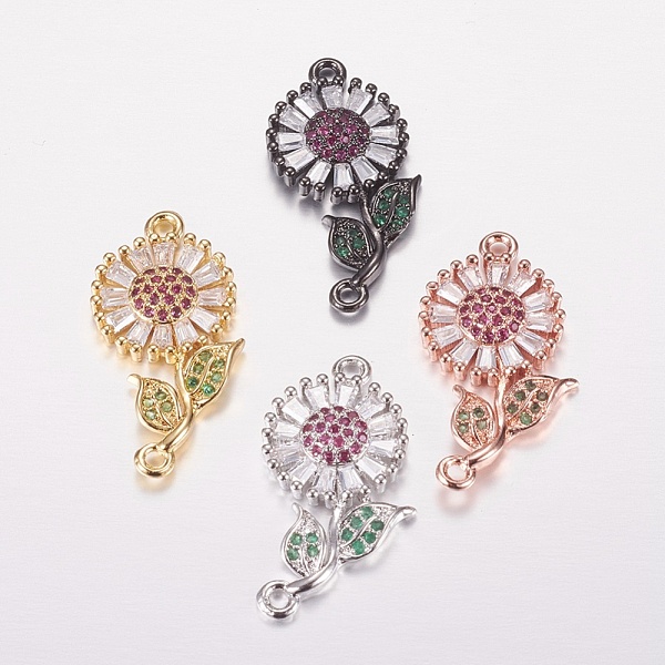 

PandaHall Brass Micro Pave Cubic Zirconia Links, Flower, Colorful, Mixed Color, 24x13x3mm, Hole: 1mm Brass+Cubic Zirconia Flower Multicolor