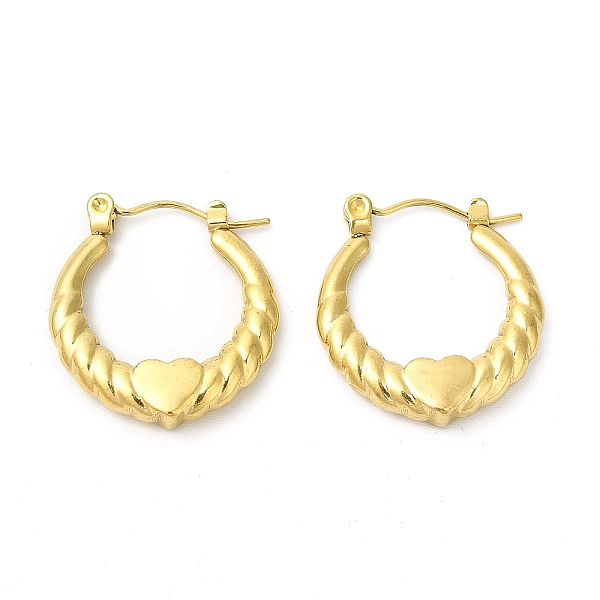 

PandaHall Ion Plating(IP) 304 Stainless Steel Heart Hoop Earrings for Women, Golden, 22x20x3.5mm, Pin: 0.6mm 304 Stainless Steel Heart