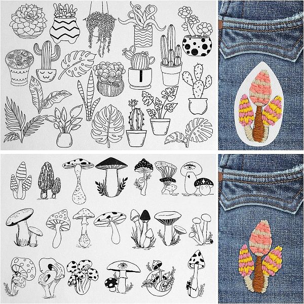 

PandaHall Bohemian Style Water Soluble Fabric, Wash Away Embroidery Stabilizer, Mushroom, 297x210mm, 2 sheets/set Paper Mushroom