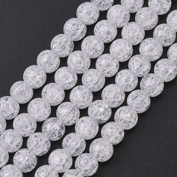 

PandaHall Synthetic Crackle Quartz Beads Strands, Round, Clear, 6mm, Hole: 1mm, about 66pcs/strand, 15.7 inch Crackle Quartz Round Clear