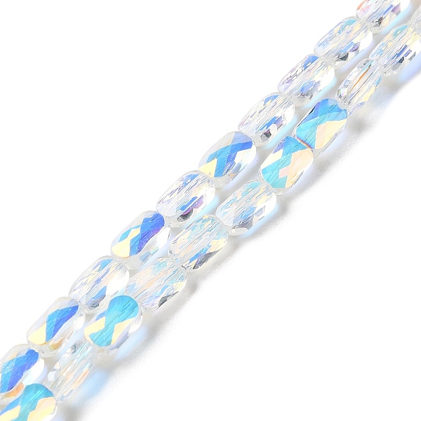 

PandaHall Transparent Electroplate Glass Beads Strands, AB Color, Faceted Rectangle, Clear, 7x4.5x3.5mm, Hole: 1.2mm, about 77~71pcs/strand...