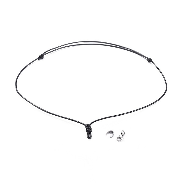 

PandaHall Adjustable Korean Waxed Polyester Cord Necklace Making, with 304 Stainless Steel Lobster Claw Clasps and Pinch Bails, Black, 21.26...