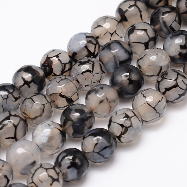 

PandaHall Dyed Natural Agate Faceted Round Beads Strands, Gainsboro, 12mm, Hole: 1mm, about 32pcs/strand, 14.9 inch Natural Agate Round Gray