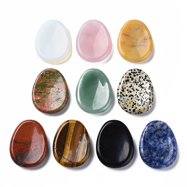 

PandaHall Natural & Synthetic Gemstone Massager, Worry Stone for Anxiety Therapy, for Finger Health, Oval, 45x35x8mm Mixed Stone Oval