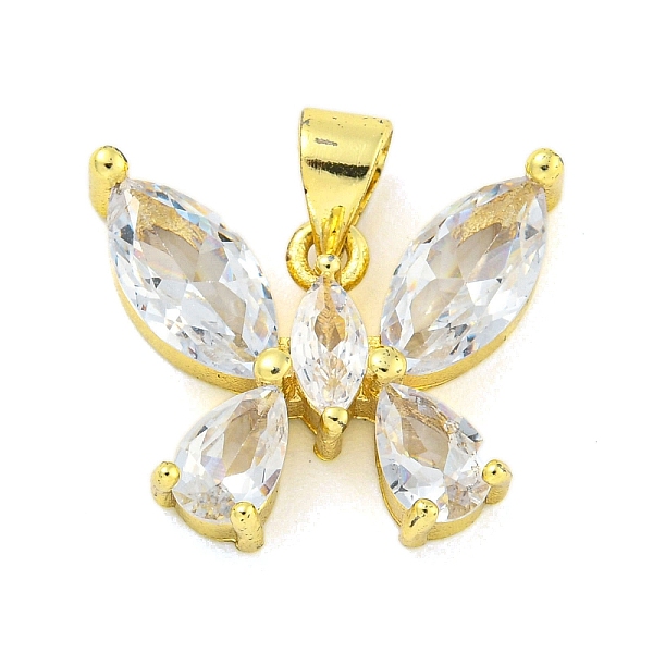 

PandaHall Real 18K Gold Plated Brass with Glass Pendants, Butterfly, White, 15.5x18x4.5mm, Hole: 4x3.5mm Brass+Cubic Zirconia Butterfly...